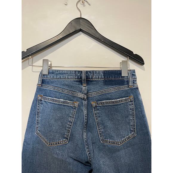 Abercrombie & Fitch Curve Love Knee Destroy High Rise Mom Jeans Blue Women's 25 - Picture 5 of 6